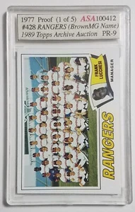 Texas Rangers 1977 Topps #428 Blank Back Proof Brown MGR Name ASA PR9 - Picture 1 of 2