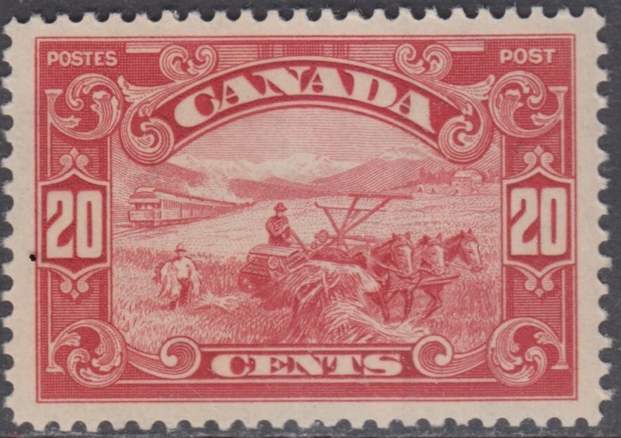 CANADA Sc#  157.4 VLH HARVESTING WHEAT 20¢ DARK CARMINE - Image 1 of 1