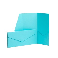 Turquoise Blue Matte Pocketfold invites. Wallet Wedding cards & envelopes. DIY