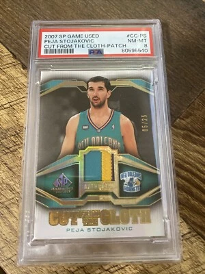 2007-08 SP Game Used Cut from the Cloth Peja Stojakovic /25 - PSA 8 - 3 color - Image 1 of 4