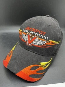 Jackpot Victory Motorcycles Flames Baseball Cap Adjustable Hat - Picture 1 of 2