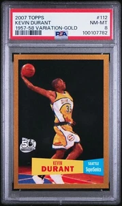 2007 Topps #112 KEVIN DURANT RC 1957-58 VARIATION GOLD /2007 PSA 8 SONICS Rookie - Picture 1 of 2