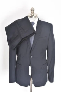 NWT VERSACE COLLECTION Navy Herringbone Wool Suit 40 R (EU 50) Drop 6 Fits 38 - Picture 1 of 9