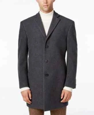38R Calvin Klein Mens Prosper Slim Fit Overcoat Coat Grey Charcoal E03368 - Image 1 of 3