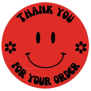 Smiley Face Thank You for your order Stickers labels 15 colors to choose from - Picture 1 of 15