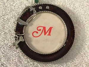 Christmas photo ornament red enamel wreath dog bone charm CH4494 - Picture 1 of 4