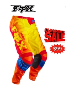 CLEARANCE! Fox 180 Motocross Pants Dirt bike NEW #28 Teen MX Off Road Red Yellow - Picture 1 of 8