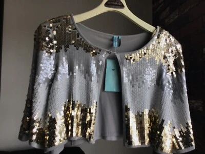 Chaqueta corta lentejuelas Marciano XS adivina jeans zapatos vestido top Foto 1 de 4