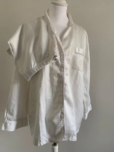 LAURENCE TAVERNIER PARIS WHITE PYJAMA SET COTTON MIX SATEEN TOP TROUSERS SIZE L - Picture 1 of 7
