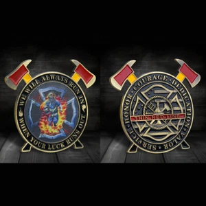 Moneda Forma Hacha de Fuego Colección Bombero Desafío Moneda Regalo Conmemorativo - Imagen 1 de 6