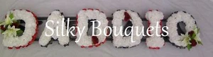 Dad Artificial Silk Tribute Funeral Flower Wreath Daddio Any 6 Letter Name Faux - Picture 1 of 10