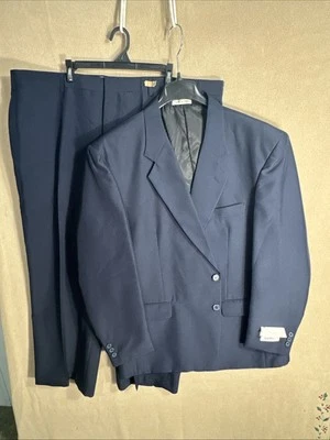 NWT Haband Duke Signature 48R Shinny Blue 2 Piece Suit 45x26 Polyester NEW - Image 1 of 4