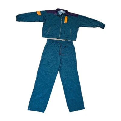 VTG PUMA 90s Y2K Tracksuit, Windbreaker 2 Pc Set Sz L Green Glam Purple Vent - Image 1 of 4