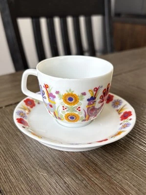 Teacup & Saucer Set Vintage Porcelanas Madrid Guillen Spain Porcelain MCM - Image 1 of 4