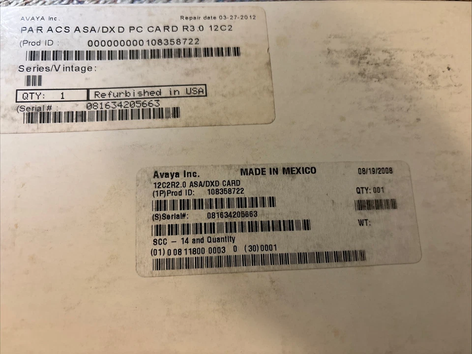 Avaya Lucent Technologies Partner ASA/DXD PC Card 12C2 R2.0 108358722 - Image 1 of 1