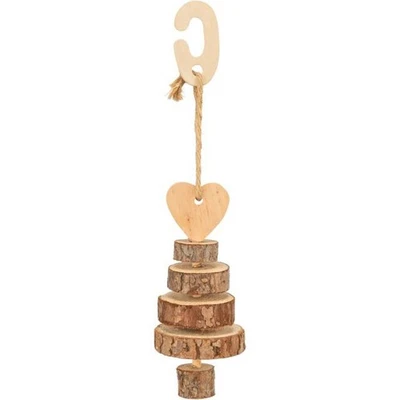 Trixie Xmas Natural Tree Bark Wood Chew on a String Festive Toy for Small Pets - Image 1 of 4