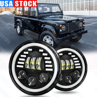 Par de faros redondos LED HI/LO de 7 pulgadas para Land Rover Defender 110 90 Rover Foto 1 de 4