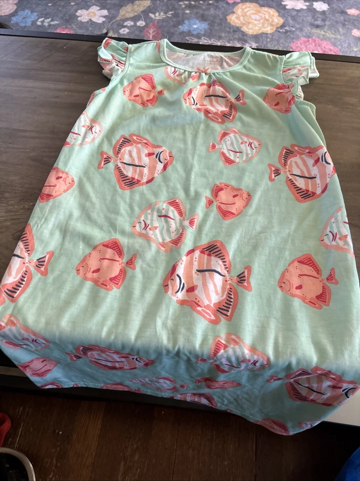 Carter's Girl's Soft Graphic Print Fish Nightgown Mint Size 8 NWOT - Image 1 of 4