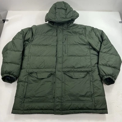 LL Bean Green Hooded Goose Down Parka Jacket Puffer Mens Size XL - Image 1 of 4