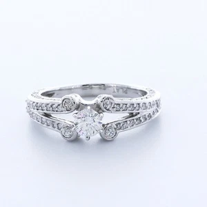 Anillo de piedra lateral estilo vintage de diamantes naturales redondos de 1 3/4 quilates G VS2 14 k - Imagen 1 de 7