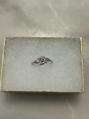 La Bella y la Bestia Encantadas Oro 14k y Plata 925 1/10 CT Diamante Talla 8 Foto 1 de 4