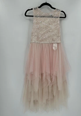 Lilt Dress Girls 16 Pink Ombre Sequin Tulle Party Layered Sleeveless Formal Bow - Image 1 of 4