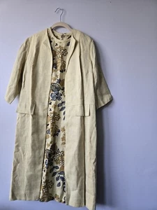 Vintage Floral Dress With Matching Yellow Jacket SMALL - Picture 1 of 12