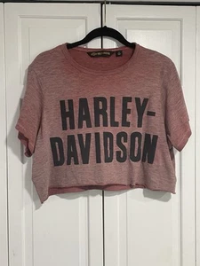 Harley Davidson Crop Top Women’s 2XL T-Shirt Heathered Brick Red Cotton Tee - Picture 1 of 4