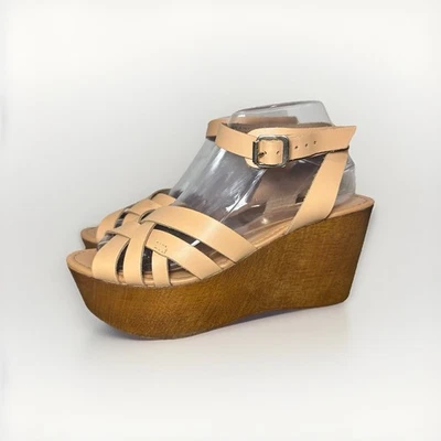 Sandalias de cuña con plataforma de cuero Vacchetta altas bajas tostadas Seychelles para mujer 8,5 Foto 1 de 4