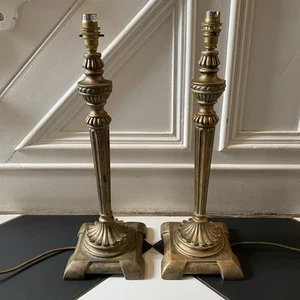 Vintage Pair Lamp Resin Flower Electric Table Antique Style Gold Large Tall - Picture 1 of 12