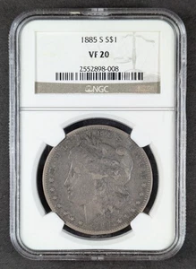 1885 S Morgan Silver Dollar NGC VF 20 - Picture 1 of 3