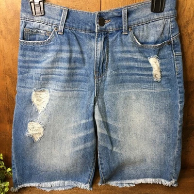 Juicy Couture Shorts Womens Size 6 Blue Denim Factory Distressed Cut Off 26X9 - Image 1 of 4
