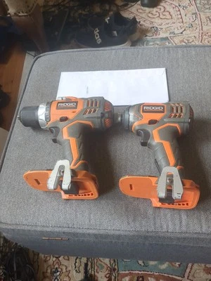 Ridgid R86008 1/2" Drill R86034 1/4" Impact 18V Combo Set No Batteries VGC - Image 1 of 4