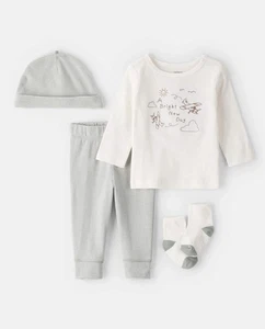 NWT Carter’s Baby Boy Girl 6M Outfit Set 4pc Top Pants Hat Socks Airplane Bright - Picture 1 of 5