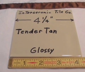 1 pc. Glossy *Tender Tan* Ceramic Tile by Interceramic Co.  4-1/4"  New Stock - Picture 1 of 10