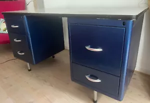 Bauhaus Baisch/Mauser Werke Schreibtisch Metall blau Desk antik 50er Wuppertal - Bild 1 von 16