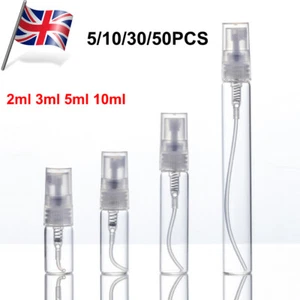 2-10ml Glass Bottles Mist Spray Bottle Refillable Perfume Sample Container Clear - Picture 1 of 7