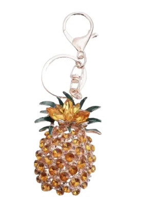 LLAVERO PIÑA Cristales Amarillos Esmalte Verde Brillante **NUEVO** ¡FABULOSO!! Foto 1 de 4