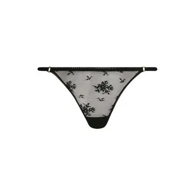 NUEVO CON ETIQUETAS Stella McCartney Deportivo Encaje Mezcla Floral Tanga Ropa Interior en Negro Grande Foto 1 de 4
