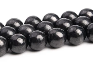 Genuine Natural Black Russian Shungite Beads Grade AAA Round Loose Beads 8/10MM - Picture 1 of 4