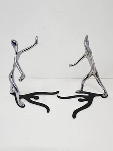 Set Of Silhouette Mukul Goyal CB2 Bookends Metal Silver Black **Imperfections** - Picture 1 of 9