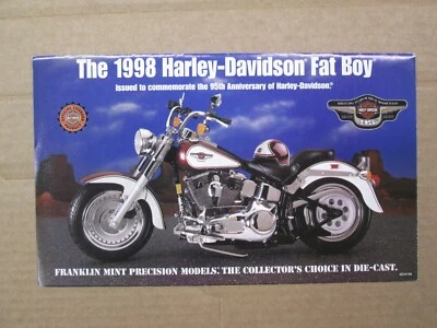 Franklin Mint Brochure 1998 Harley Davidson Fat Boy Motorcycle - Image 1 of 2