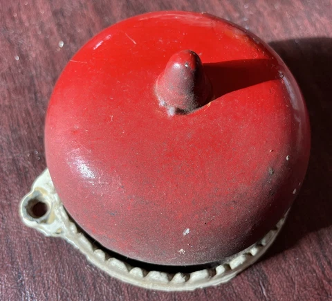 Vintage Metal 1972 Red And White Doorbell 4 1/2” Cover