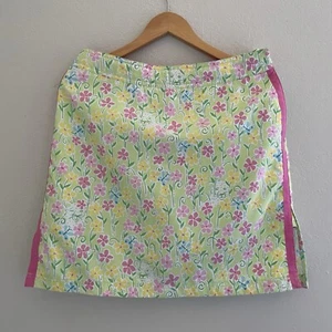 Vintage Lilly Pulitzer Skort Skirt Size 8 Green Pink Floral Side Zip - Picture 1 of 11