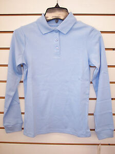 Girls Arrow $22 Long Sleeved Light Blue Uniform Polo Shirt Size 7/8 - 16
