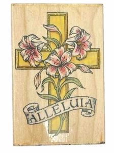 Halleluja Lilie Kreuz Christus Lobpreis religiös Zeichen Symbol Holz Stempel - Bild 1 von 4