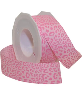 Pink  Leopard Grosgrain Ribbon Morex 1-1/2-Inch by 20-Yard NEW - Picture 1 of 2