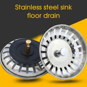 2 X Kitchen Sink Stainless Steel Strainer Waste Plug Filter Drain Stopper Basket - Picture 1 of 9