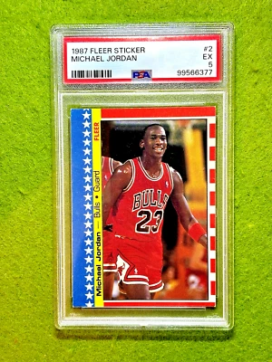 Michael Jordan 1987 PEGATINA FLEER PSA 5 CARTAS JERSEY #23 CHICAGO BULLS 1987 Fleer Foto 1 de 4