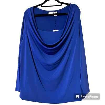 COVINGTON Mujer 2X 20/22W Cuello Drapeado Azul Blusa Ropa de Trabajo Iglesia Informal Nuevo con Etiquetas Foto 1 de 4
